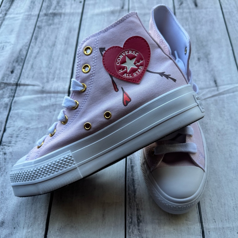 Women CONVERSE Chuck Taylor ALL STAR By You LIFT PLATFORM Y2K HEART Pink NEW